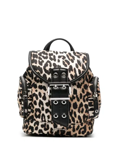 Ganni Women Animalier Print Nano Backpack In Animal Print