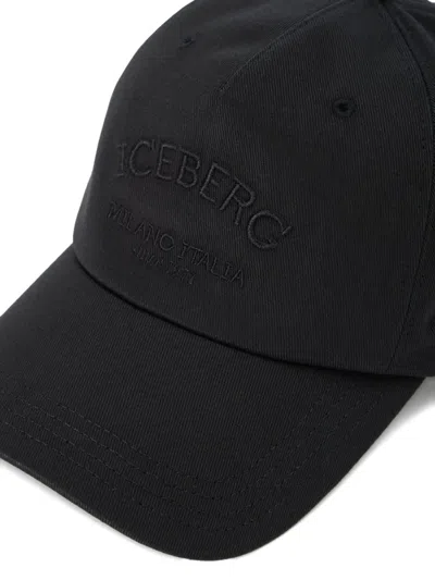 Iceberg Logo Cap Featuring Curved Brim And Eyelet Vents In Black