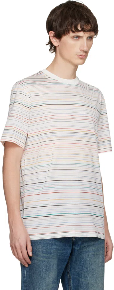 Paul Smith White Signature Stripe T-shirt In Multi