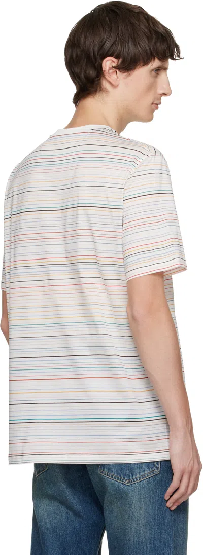 Paul Smith White Signature Stripe T-shirt In Multi