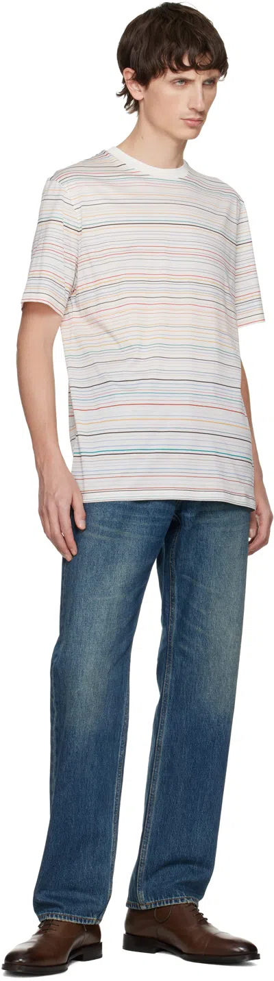 Paul Smith White Signature Stripe T-shirt In Multi