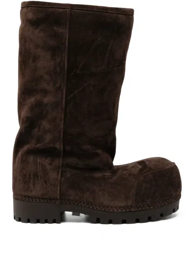 Balenciaga Alaska Suede Knee-high Boots In Brown
