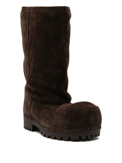 Balenciaga Alaska Suede Knee-high Boots In Brown