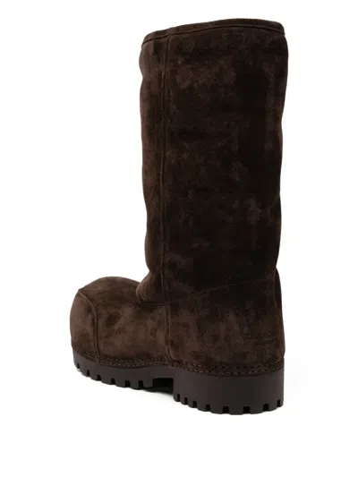 Balenciaga Alaska Suede Knee-high Boots In Brown