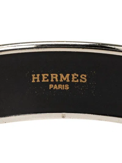 Pre-owned Hermes 20th Century Wide Enamel Cloisonne Bangle 65 Costume Bracelet In Black