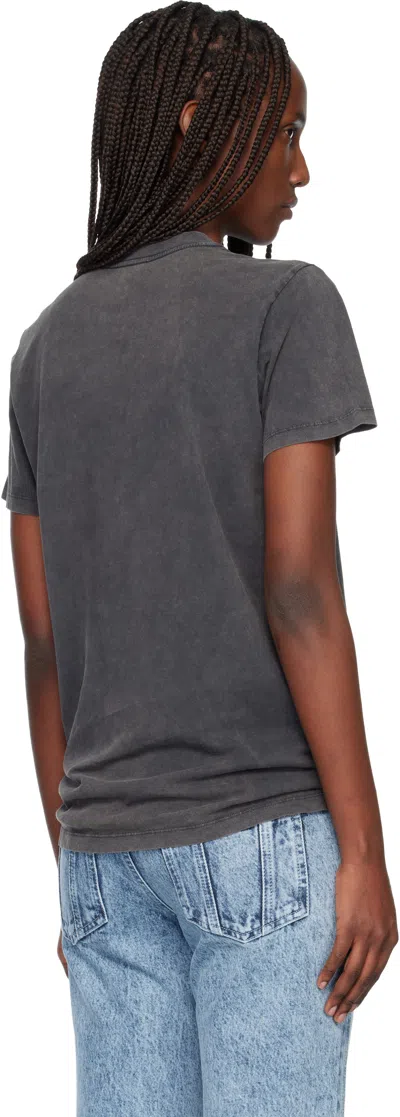 Isabel Marant Étoile Crew Neck Graphic Print Short Sleeve Top In Black