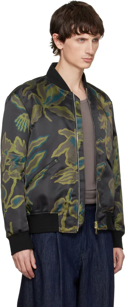 Paul Smith Bohemia Patterned Bomber Jacket In Black