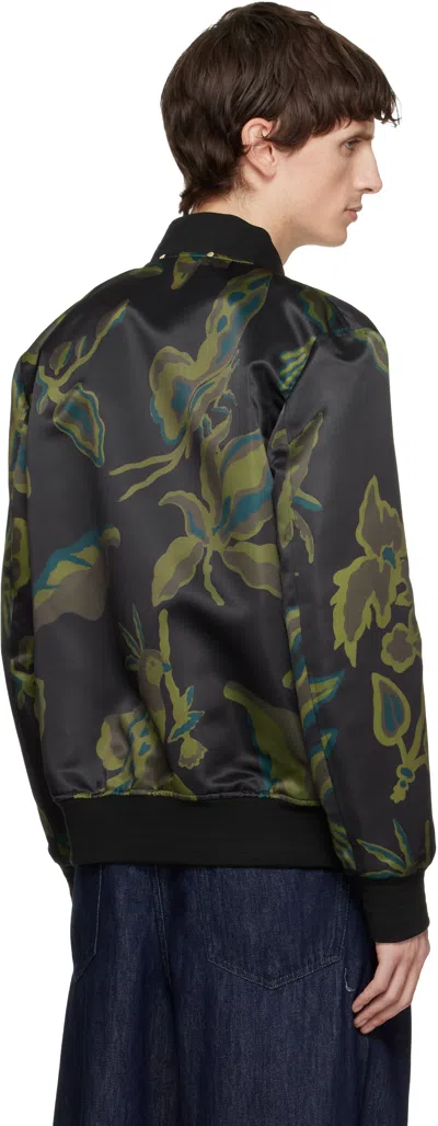 Paul Smith Bohemia Patterned Bomber Jacket In Black