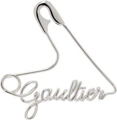 Jean Paul Gaultier 'the Heart Safety Pin' Single Earring In Metallic