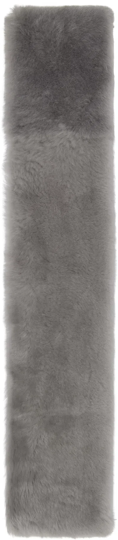 Totême Gray Tuxedo Shearling Scarf In Gray