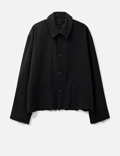 Coda Black Dissolved Cut Out Balmacaan Coat In Black