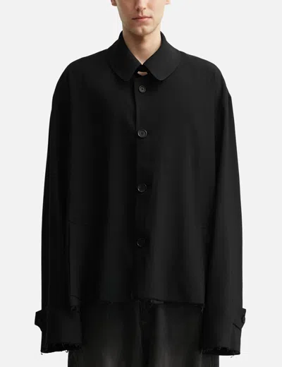 Coda Black Dissolved Cut Out Balmacaan Coat In Black