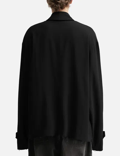 Coda Black Dissolved Cut Out Balmacaan Coat In Black