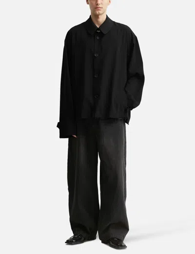 Coda Black Dissolved Cut Out Balmacaan Coat In Black