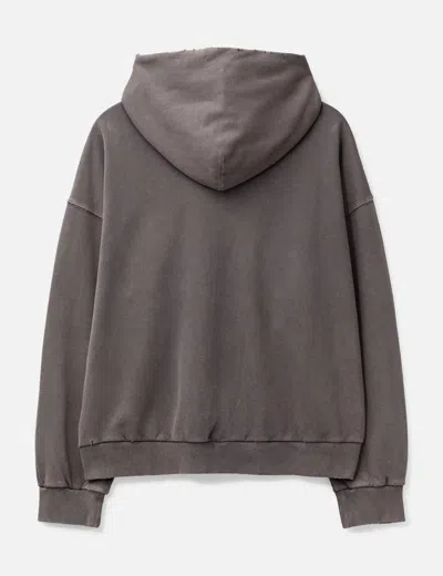 Coda Brown Washed Distressed Zip Up Hoodie In Gray