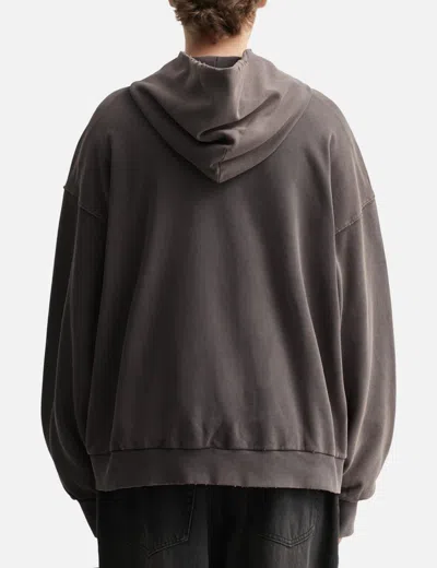 Coda Brown Washed Distressed Zip Up Hoodie In Gray