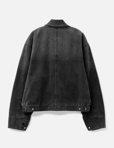 Coda Faded Black Damaged Canvas Crew Jacket In Black