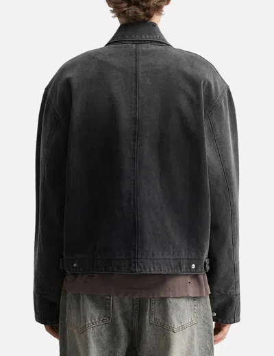 Coda Faded Black Damaged Canvas Crew Jacket In Black