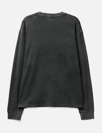 Coda Faded Black Aging Damaged Long Sleeve Waffle Tops