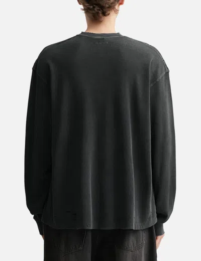 Coda Faded Black Aging Damaged Long Sleeve Waffle Tops