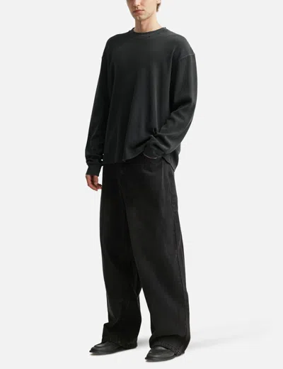 Coda Faded Black Aging Damaged Long Sleeve Waffle Tops