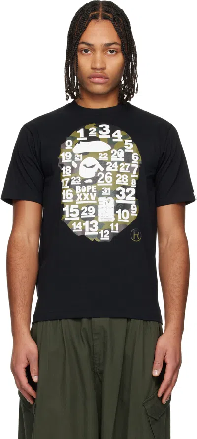 Bape Black 32nd Anniversary 1st Camo Big Ape Head T-shirt In Black