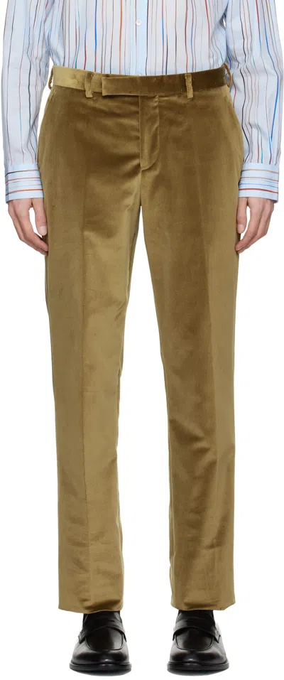 Paul Smith Tan Velvet Trousers In Brown