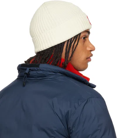 Canada Goose Ribbed Logo-patch Beanie In White