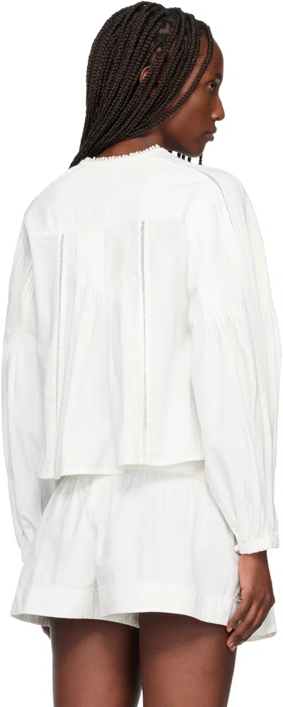 Isabel Marant Cubraly Lace-trimmed Ruffled Pintucked Cotton-poplin Blouse In White