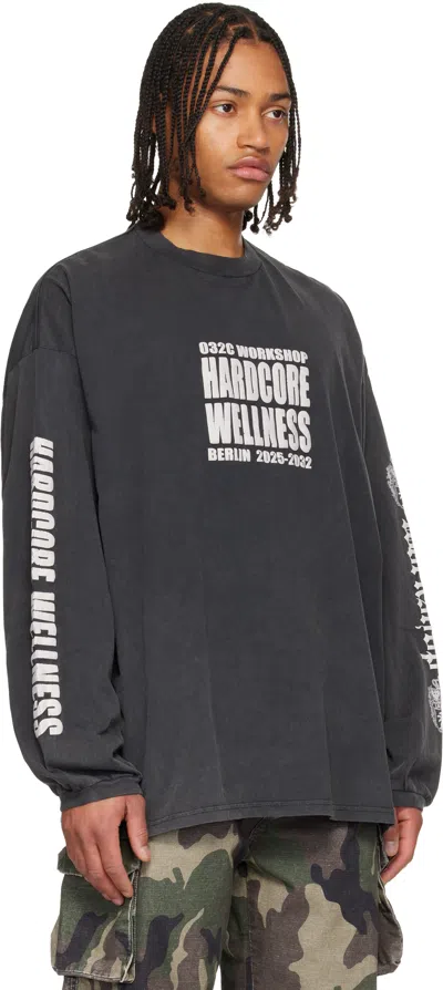 032c Black Hardcore Wellness Oversized Longsleeve T-shirt In Black