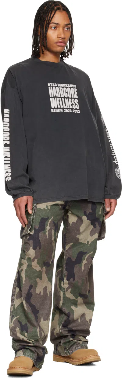 032c Black Hardcore Wellness Oversized Longsleeve T-shirt In Black