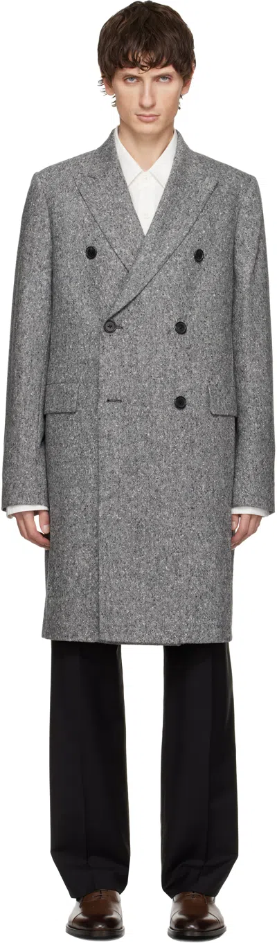 Paul Smith Gray Double Breasted Over Coat In Gray