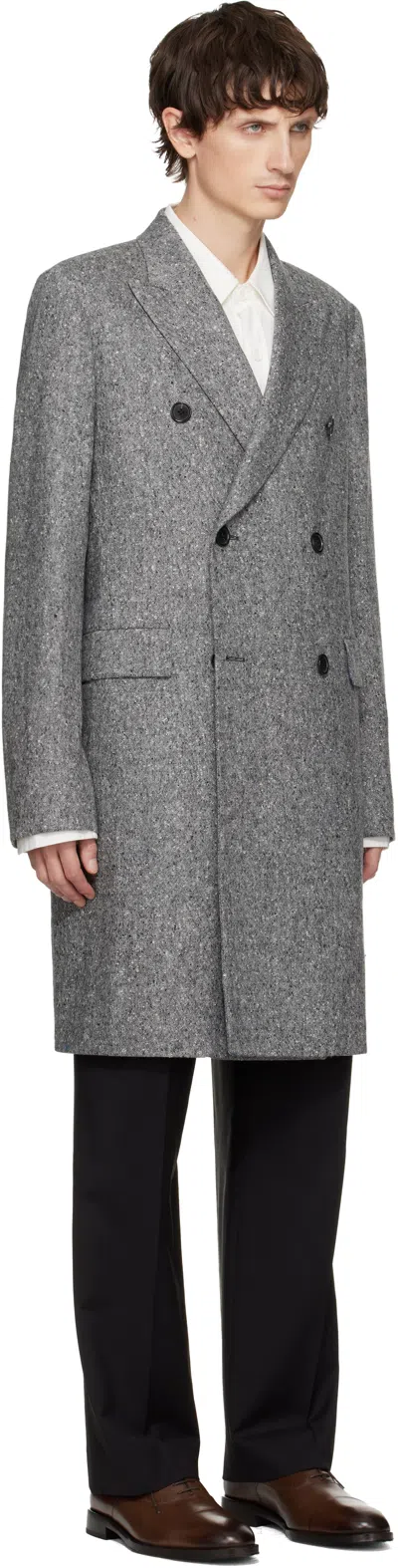 Paul Smith Gray Double Breasted Over Coat In Gray