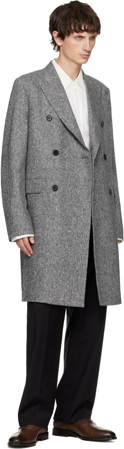Paul Smith Gray Double Breasted Over Coat In Gray