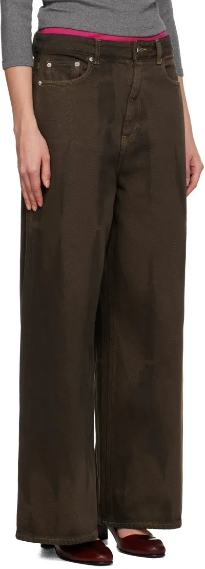 Ganni Overdyed Heavy Denim Baggy Jeans In Black