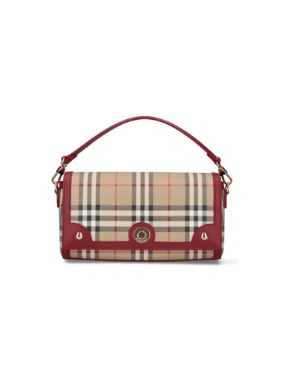 Burberry Check Leather Trim Crossbody Bag In Purple