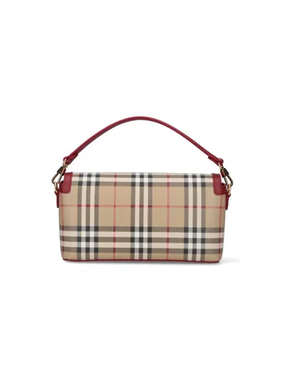 Burberry Check Leather Trim Crossbody Bag In Purple