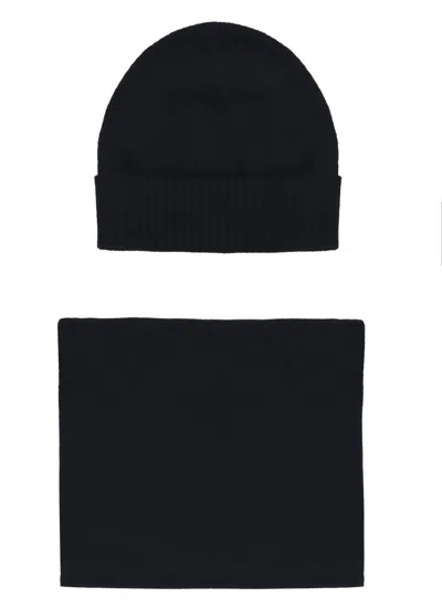 Peuterey Beanie And Scarf Set In Black