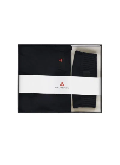 Peuterey Beanie And Scarf Set In Black