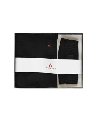 Peuterey Beanie And Scarf Set In Black