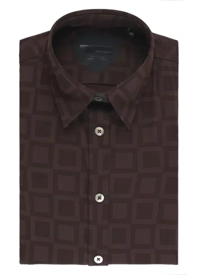 Rrd Square-pattern Shirt In Brown