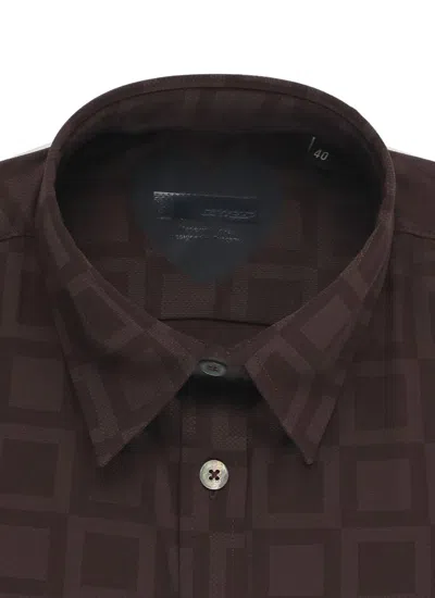 Rrd Square-pattern Shirt In Brown