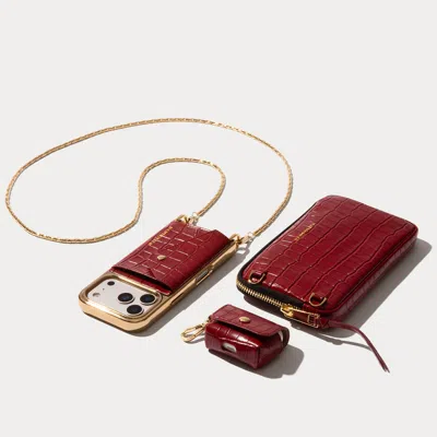 Bandolier Cora Chrome Essentials Set - Red Croc/gold