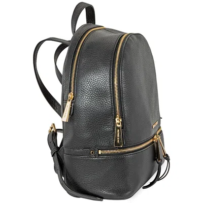 Michael Kors Black Leather Medium Rhea Backpack In Black