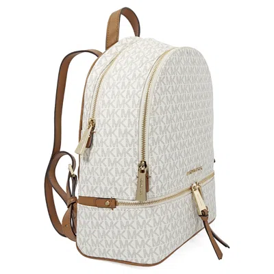 Michael Kors Medium Backpack Zipper Rhea Handle Front In White
