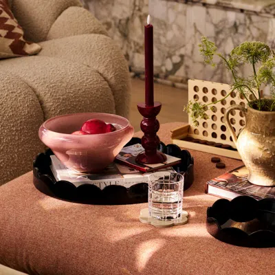 Addison Ross Black Small Round Scallop Tray In Multi