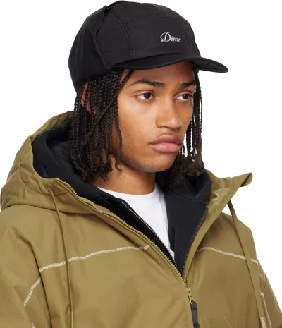 Dime Black Cursive Earflap Cap In Black