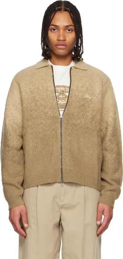 Dime Beige Mohair Double Zip Knit Sweater In Brown