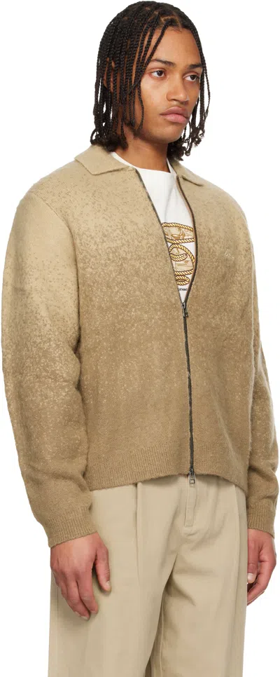 Dime Beige Mohair Double Zip Knit Sweater In Brown