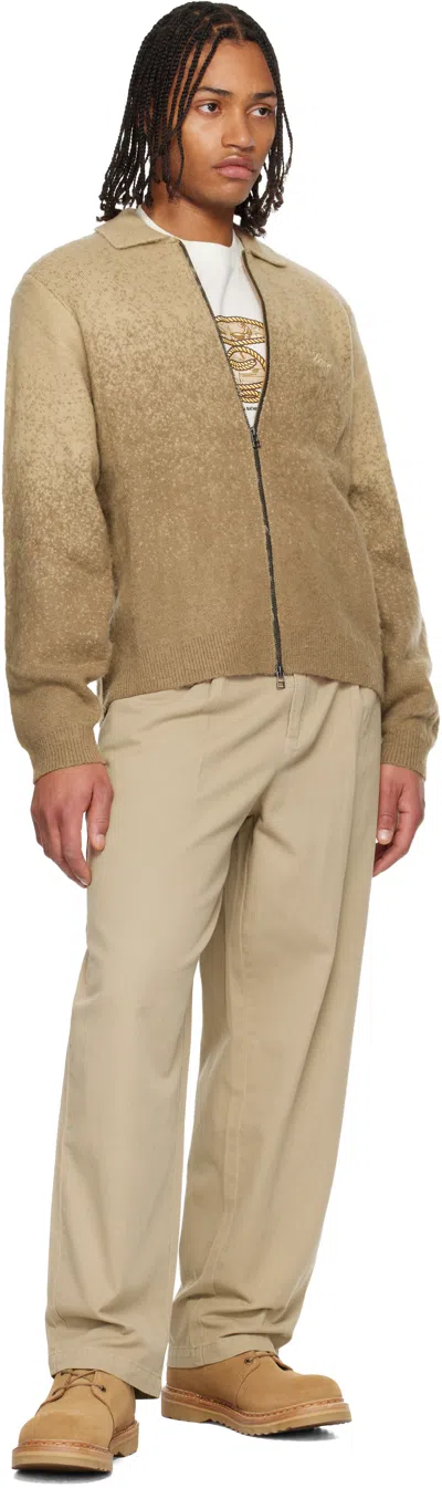 Dime Beige Mohair Double Zip Knit Sweater In Brown